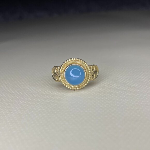 Handcrafted Vintage Blue Chalcedony Ring - Size 5.5 - Picture 7 of 8